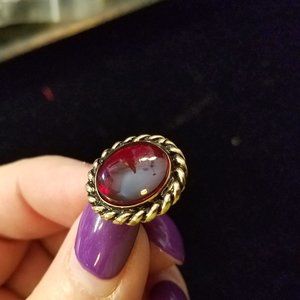 Ruby Cufflinks with gold tone braid trim Like New